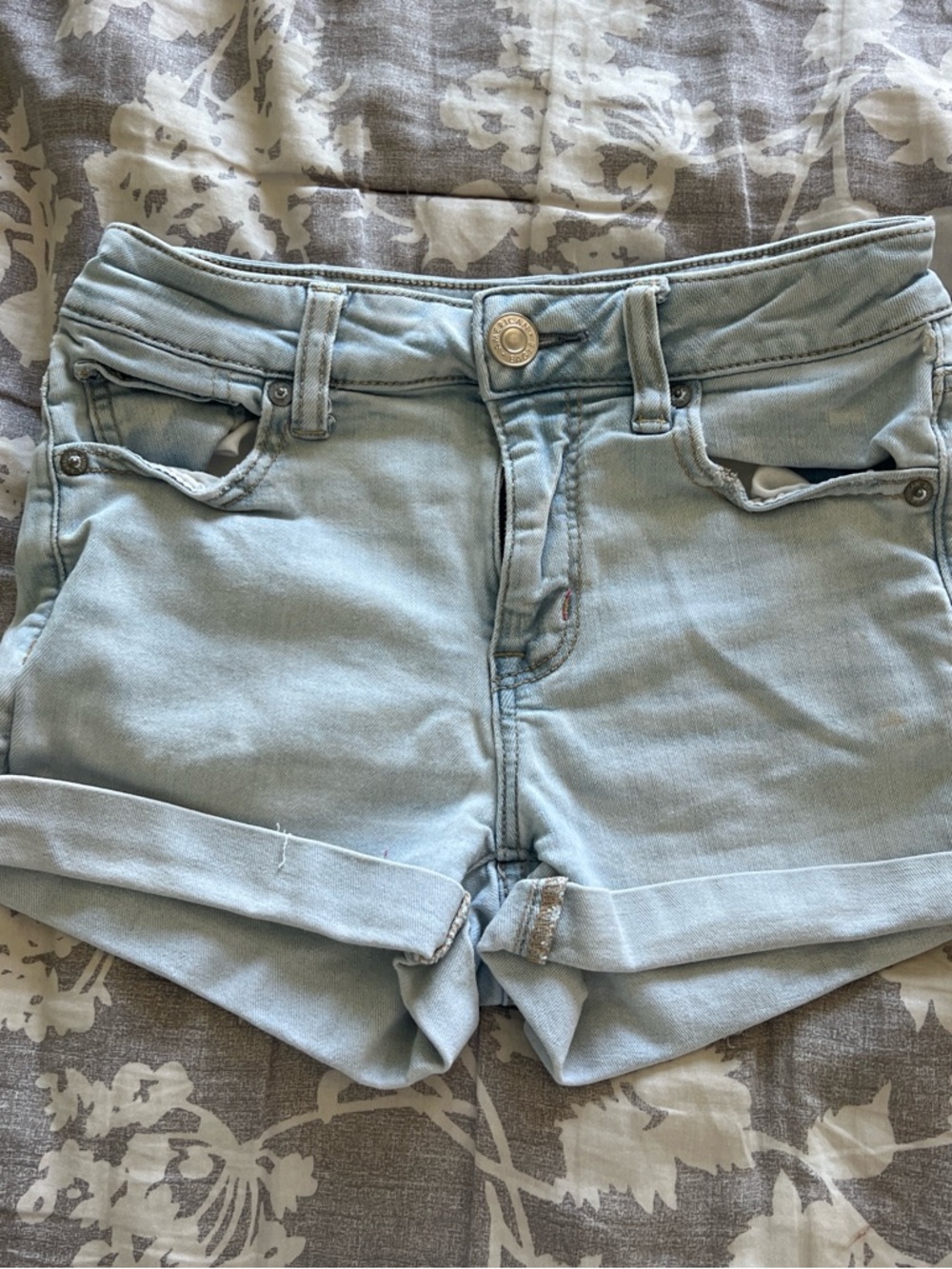 American Eagle Outfitters Light Blue Cuffed Denim Shorts